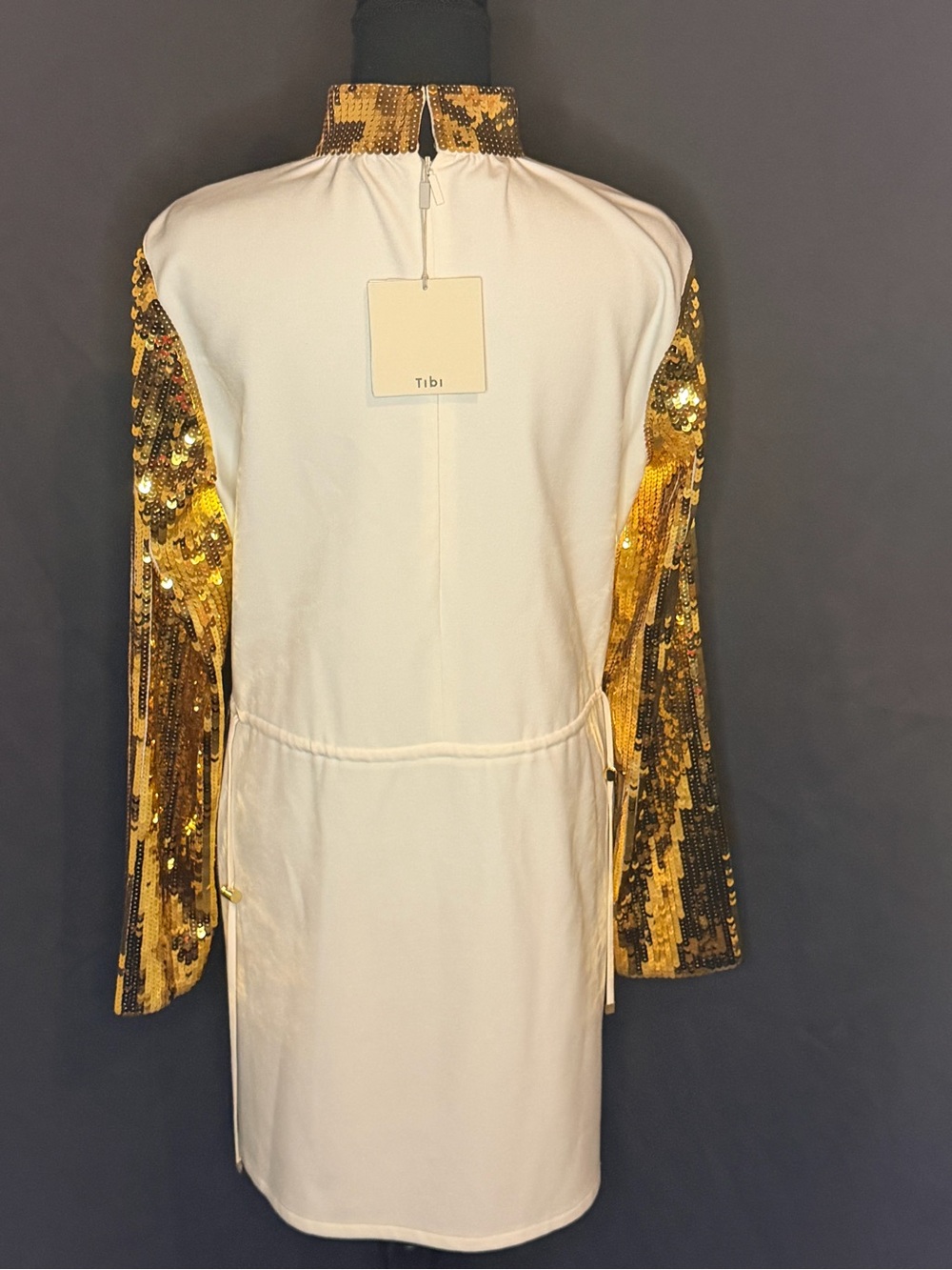 TIBI Gold Sequin Long Sleeve Mini Dress - Picture 6 of 6